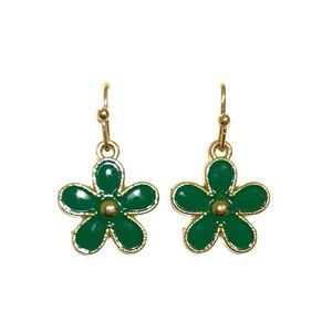 BOGO ‼️ Green Flower Earrings with Gold Accents
